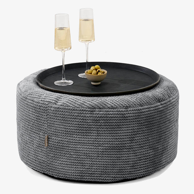 Ottoman Puff z Talerzem do Serwowania - Pom Pom Czerń - 01