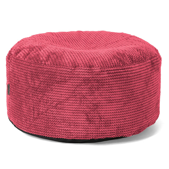 Ottoman Puff z Talerzem do Serwowania - Sztruks waflowy Czerwony pastelowy - 02