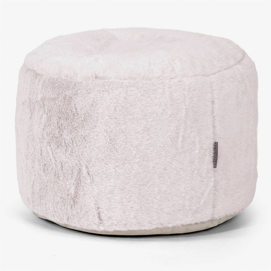 Podnóżek mały okrągły - Sztuczne futerko z królika Łosoś 01