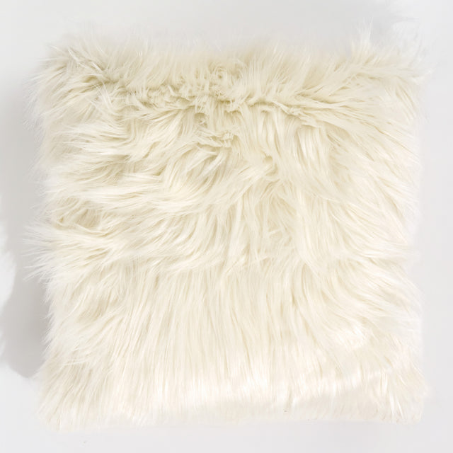 Poszewka na poduszkę ozdobna 47 x 47cm - Mongolskie Sztuczne Futro Śmietanka 01