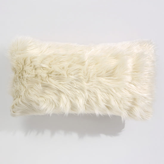 Poszewka na poduszkę XL prostokątna 40 x 70cm - Mongolskie Sztuczne Futro Śmietanka 01
