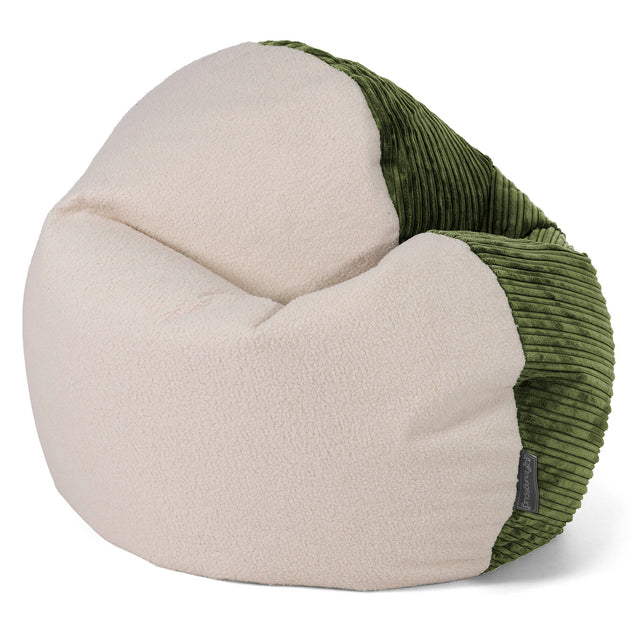 Pufa fotel Flexforma dla dorosłych - Boucle & sztruks Leśna zieleń 01