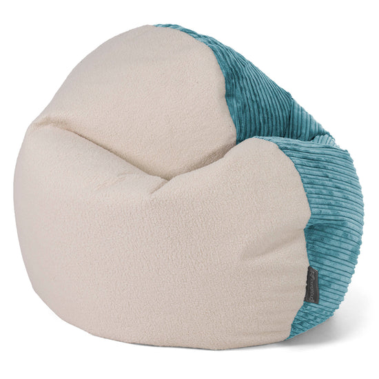 Pufa fotel Flexforma dla dorosłych - Boucle & sztruks Morski błękit 01