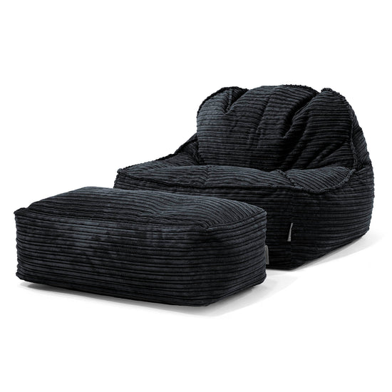 Pufa fotel Sloucher 2.0 - Klasyczny sztruks Czerń 02
