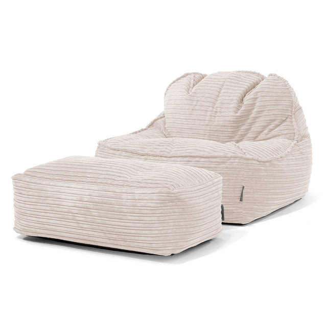 Pufa fotel Sloucher 2.0 - Klasyczny sztruks Kość słoniowa 02