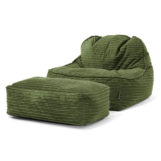 Pufa fotel Sloucher 2.0 - Klasyczny sztruks Leśna zieleń 02