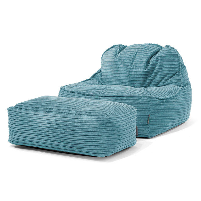 Pufa fotel Sloucher 2.0 - Klasyczny sztruks Morski błękit 02