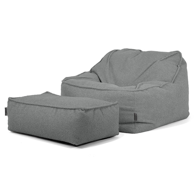 Pufa fotel Sloucher - Boucle Szarość