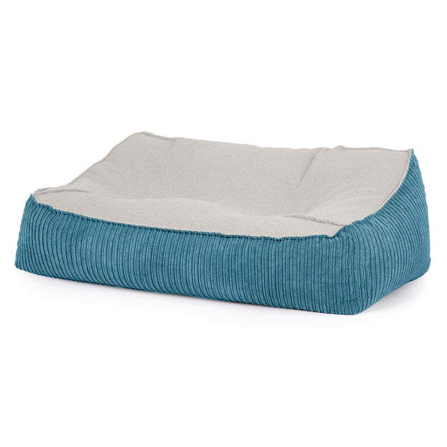 Sofa pufa Sloucher - Boucle & sztruks Morski błękit 01