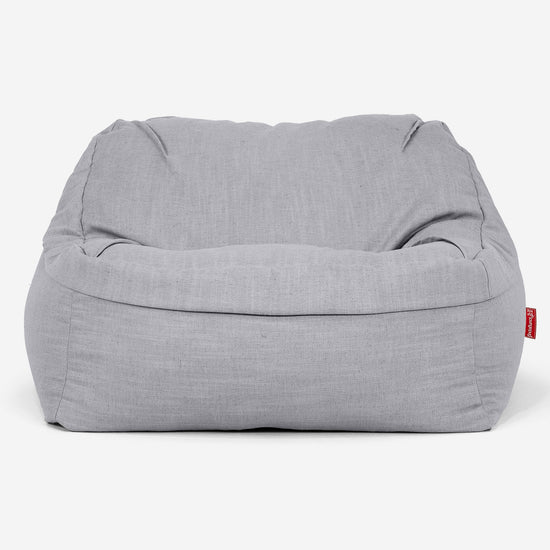 Pufa fotel Sloucher - Faktura lnu Srebro 02