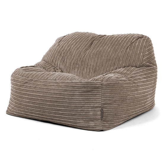 Pufa fotel Sloucher - Klasyczny sztruks Beżowa szarość 01