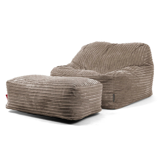 Pufa fotel Sloucher - Klasyczny sztruks Beżowa szarość 02