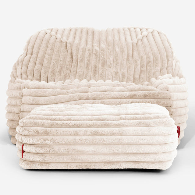 Pufa fotel Sloucher - Sztruks ultra plusz Śmietanka 03