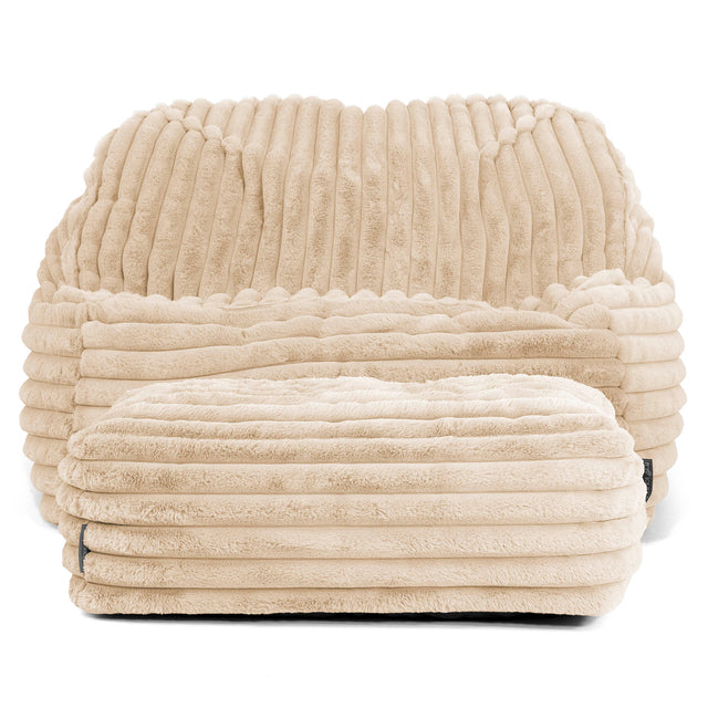 Pufa fotel Sloucher - Sztruks ultra plusz Śmietanka 03