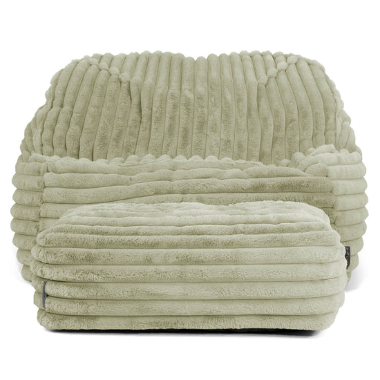 Pufa fotel Sloucher - Sztruks ultra plusz Szałwiowy zielony 03