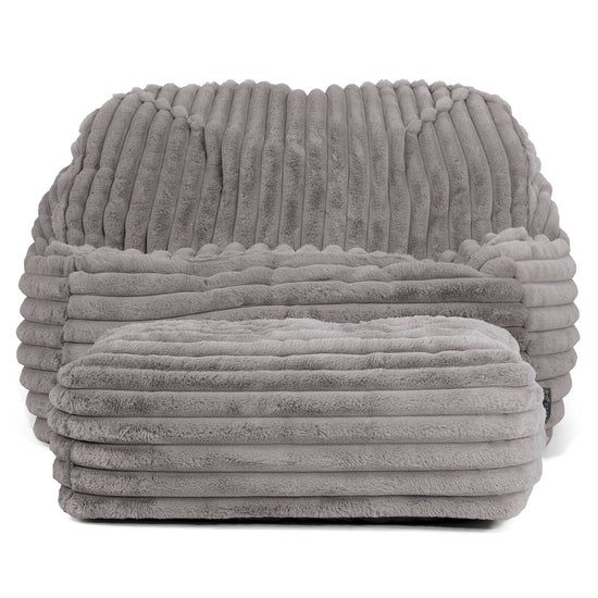 Pufa fotel Sloucher - Sztruks ultra plusz Szarość 03