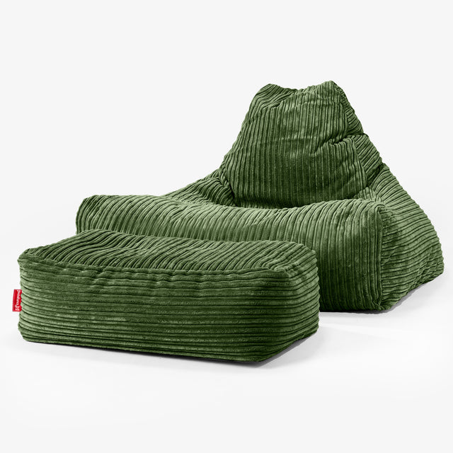 Pufa leżanka - Klasyczny sztruks Leśna zieleń 02