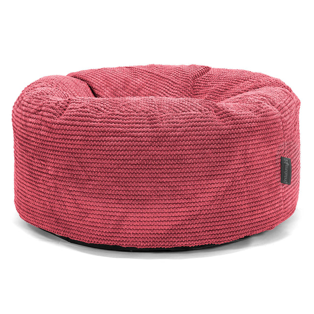 Pufa okrągła duża - Pom Pom Czerwony pastelowy 01