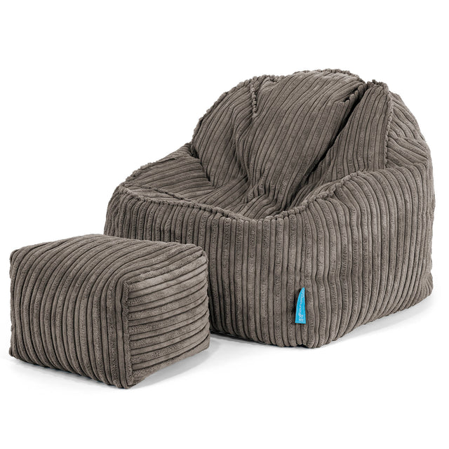 Pufa Sloucher dla dzieci 2-6 lat - Klasyczny sztruks Grafit szarość 03