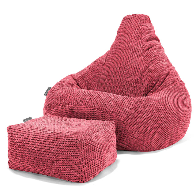 Siedzisko z wysokim oparciem pufa sako - Pom Pom Czerwony pastelowy 01