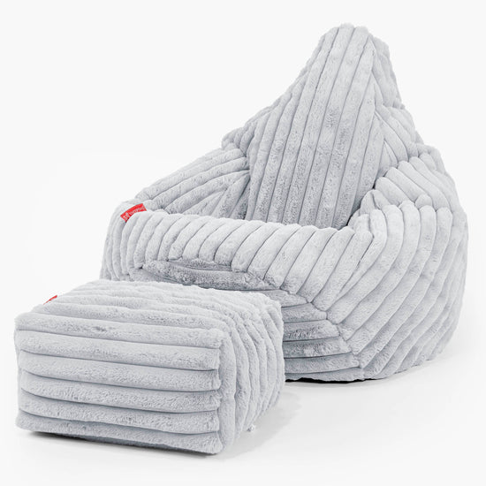 Siedzisko z wysokim oparciem pufa sako - Sztruks ultra plusz Kacze jajo niebieskie 01