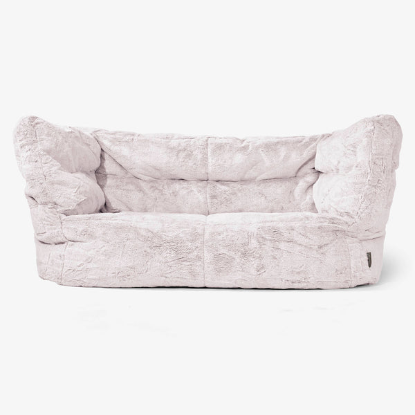 Sofa 2-osobowa pufa Albert 2.0 - Sztuczne futerko z królika Łosoś 01