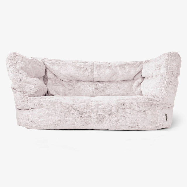 Sofa 2-osobowa pufa Albert 2.0 - Sztuczne futerko z królika Łosoś 01