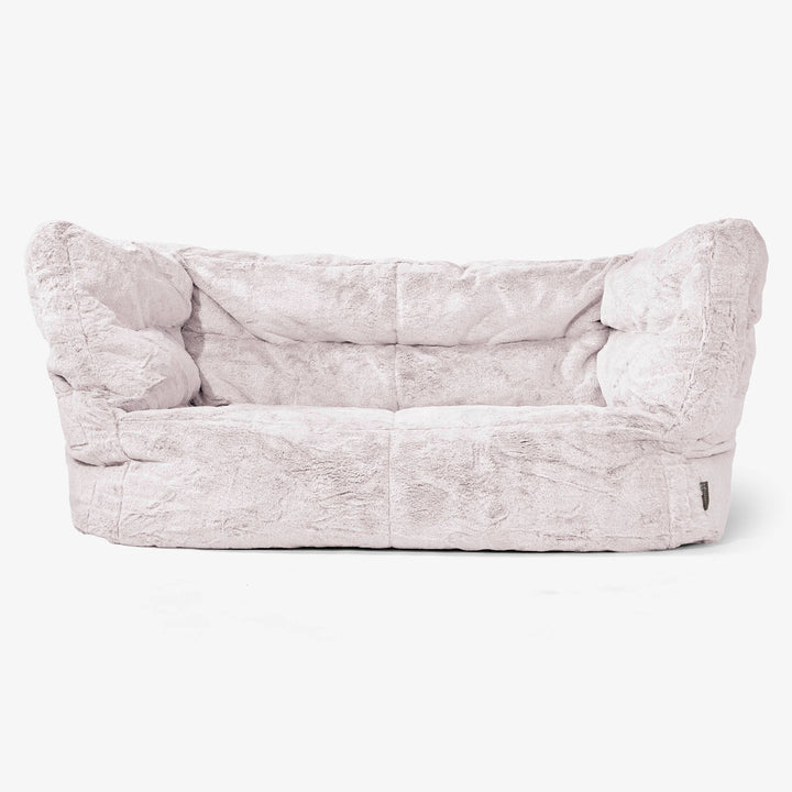 Sofa 2-osobowa pufa Albert 2.0 - Sztuczne futerko z królika Łosoś 01