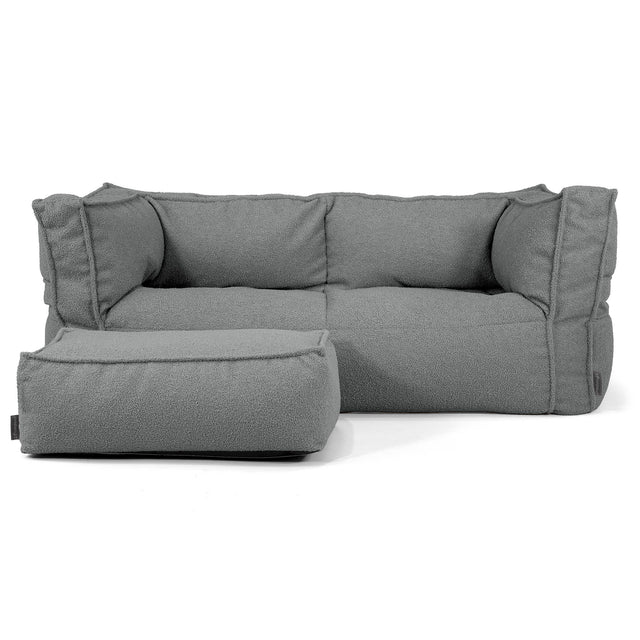 Sofa 2-osobowa pufa Albert - Boucle Szarość