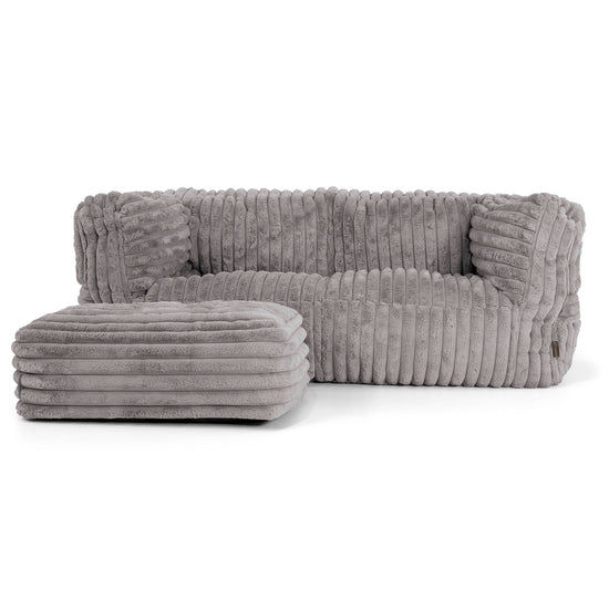 Sofa 2-osobowa pufa Albert - Sztruks ultra plusz Szarość 02