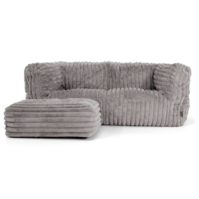 Sofa 2-osobowa pufa Albert - Sztruks ultra plusz Szarość 02