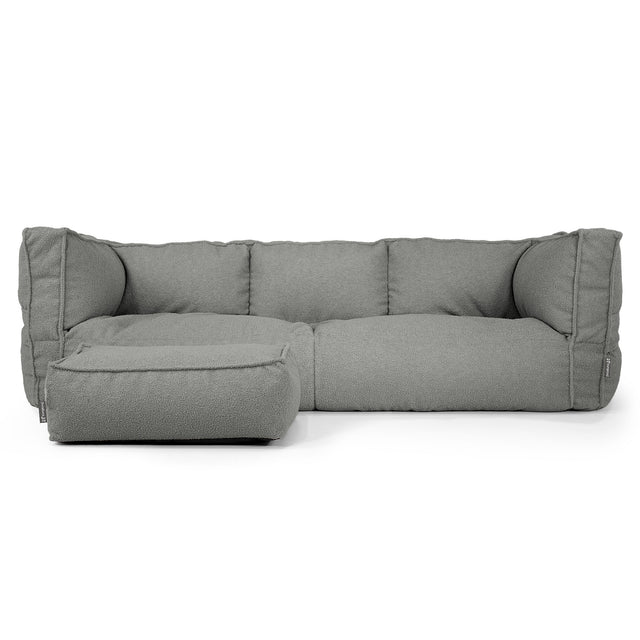 Sofa 3-osobowa pufa Albert - Boucle Szarość