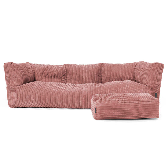 Sofa 3-osobowa pufa Albert - Klasyczny sztruks Brzoskwinia 02