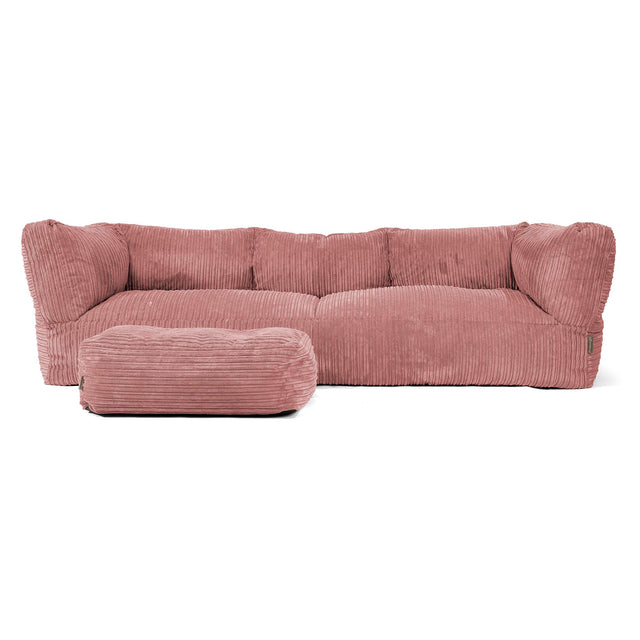 Sofa 3-osobowa pufa Albert - Klasyczny sztruks Brzoskwinia 02