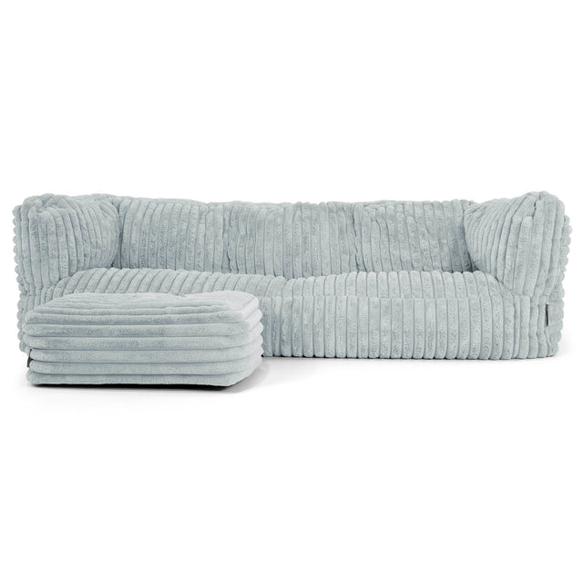 Sofa 3-osobowa pufa Albert - Sztruks ultra plusz Kacze jajo niebieskie 02