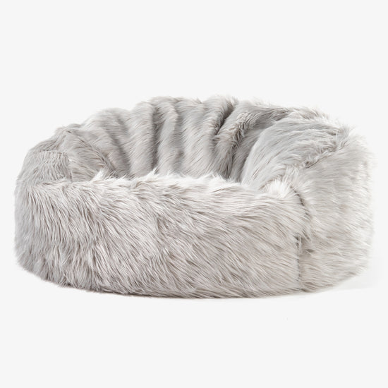 Sofa pufa Mammoth - Mongolskie Sztuczne Futro Szarość 01