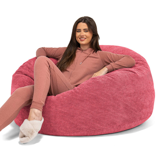 Sofa pufa Mammoth - Pom Pom Czerwony pastelowy 01