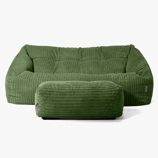 Sofa pufa Maya - Klasyczny sztruks Leśna zieleń 02