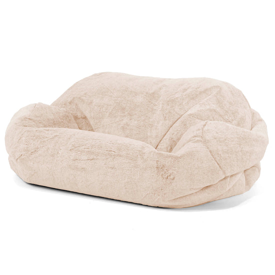 Sofa pufa Sabine - Sztuczne futerko z królika Biel 01