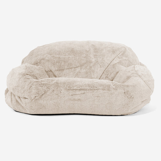 Sofa pufa Sabine - Sztuczne futerko z królika Biel 02