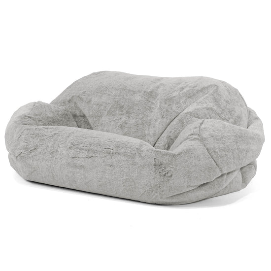 Sofa pufa Sabine - Sztuczne futerko z królika Jasna szarość 01