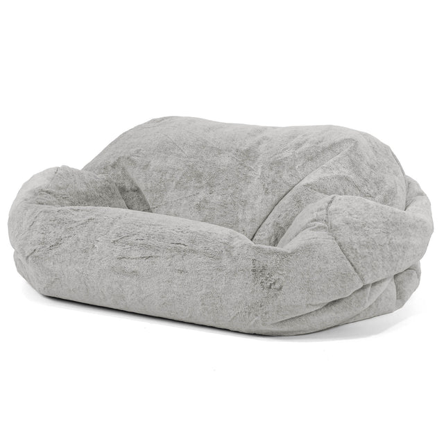 Sofa pufa Sabine - Sztuczne futerko z królika Jasna szarość 01