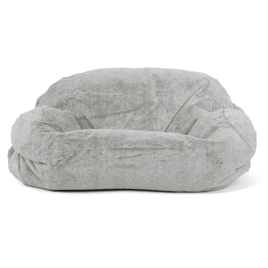 Sofa pufa Sabine - Sztuczne futerko z królika Jasna szarość 02