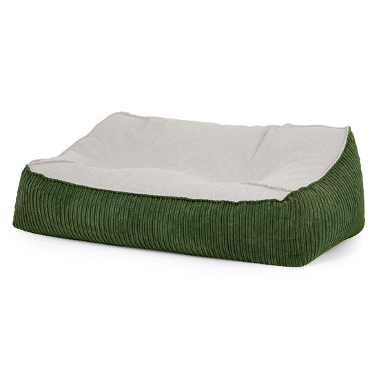 Sofa pufa Sloucher - Boucle & sztruks Leśna zieleń 01