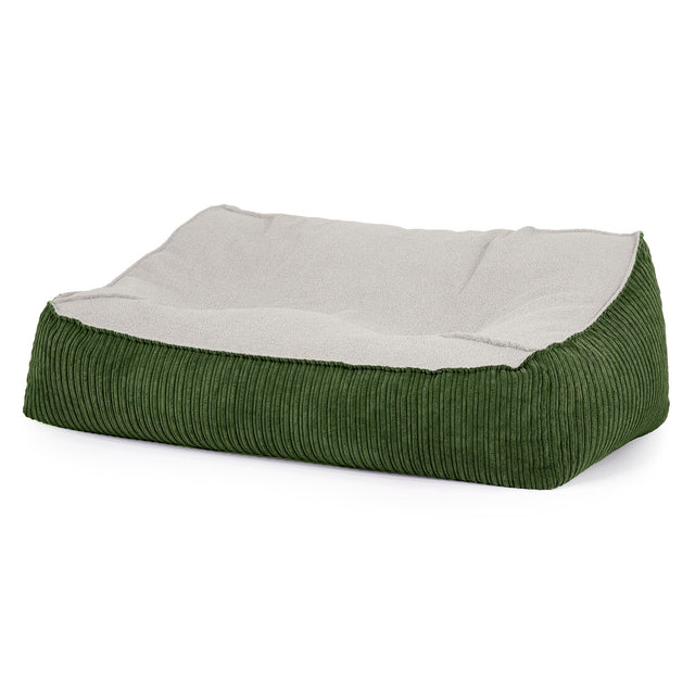 Sofa pufa Sloucher - Boucle & sztruks Leśna zieleń 01