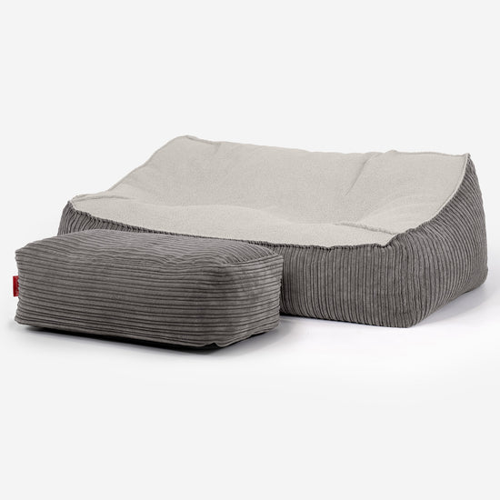 Sofa pufa Sloucher - Boucle & sztruks Grafit szarość 03