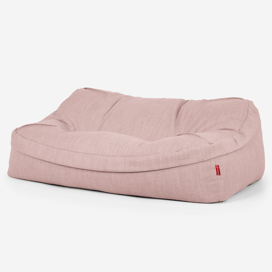 Sofa pufa Sloucher - Faktura lnu Róża 01