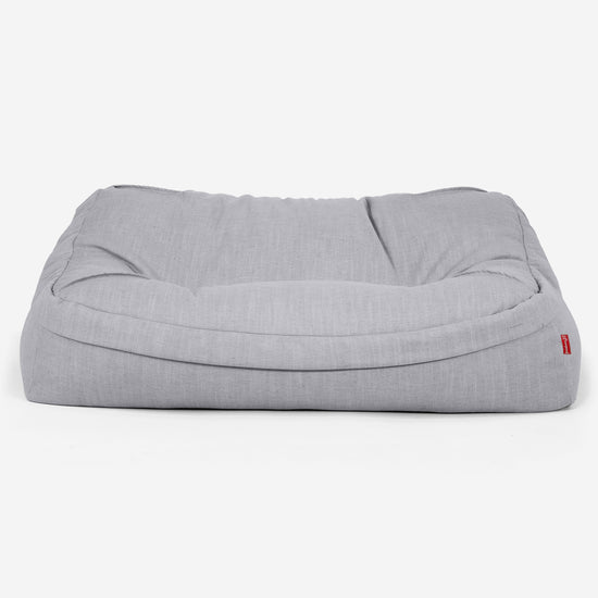 Sofa pufa Sloucher - Faktura lnu Srebro 02
