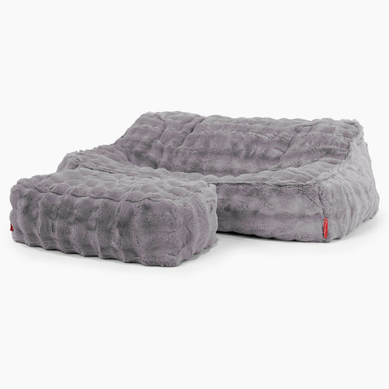 Sofa pufa Sloucher - Sztuczne futro Bąbelkowe Szarość 03