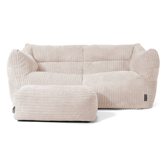 Sofa pufa Victor - Klasyczny sztruks Kość słoniowa 02